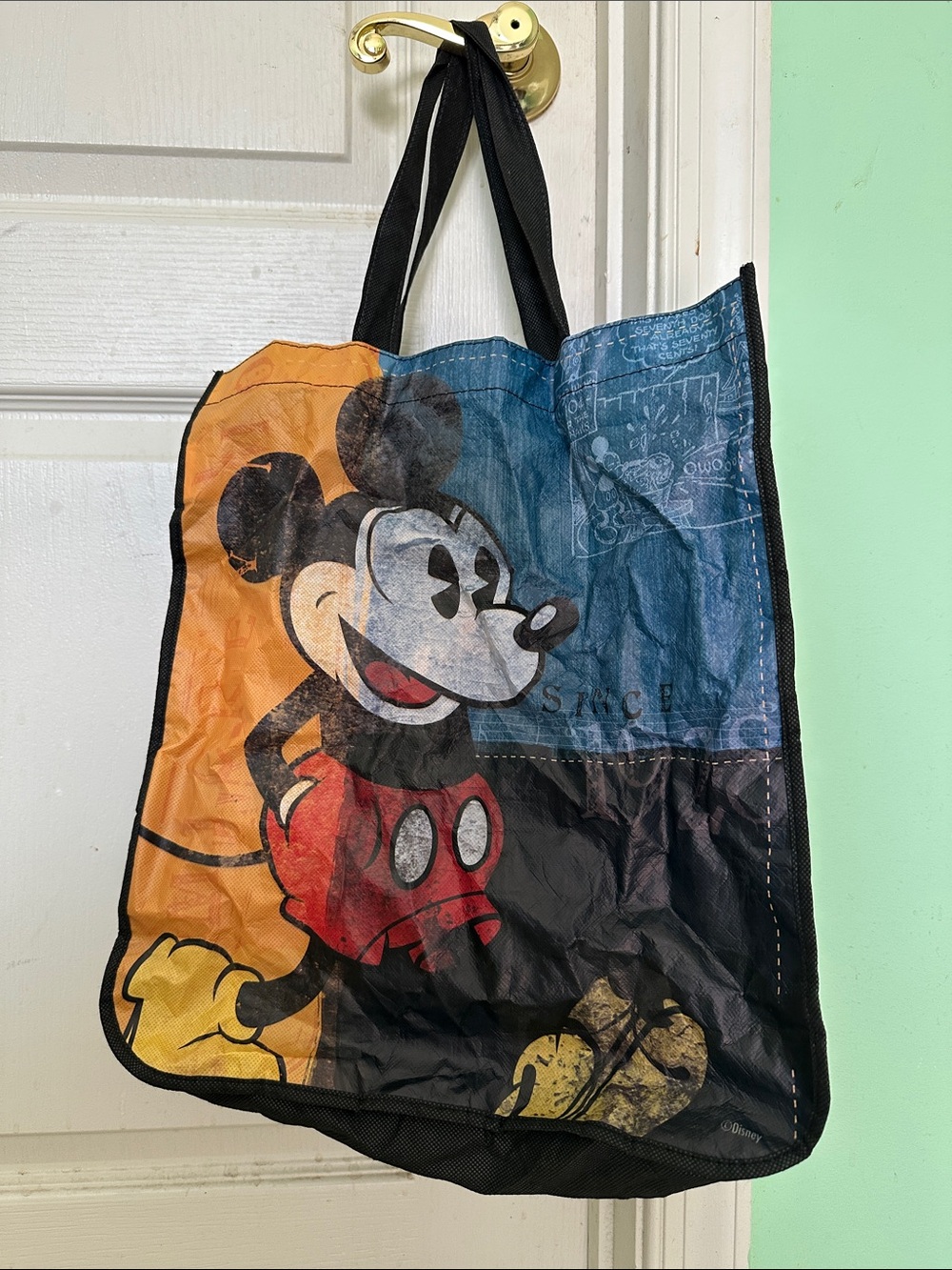 Vintage Disney Mickey Mouse Graphic nylon Tote Bag - Multicolor - Picture 1 of 5